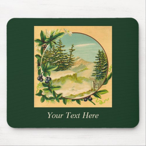 Rustic Mountain Scene Mouse Pad