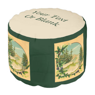 Rustic Mountain Scene Pouf