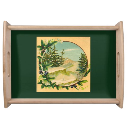 Rustic Mountain Scene Serving Tray