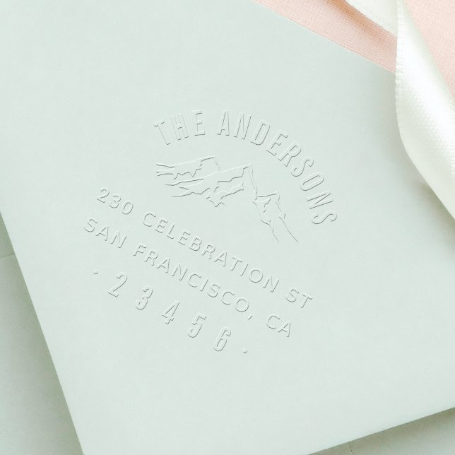 Rustic Mountain Silhouette Family Return Address Embosser (Creator Uploaded)