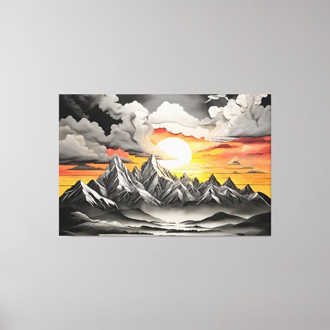 Rustic Mountain Sunrise Landscape Canvas Print (Front)