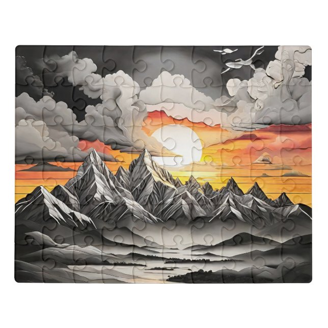 Rustic Mountain Sunrise Landscape Jigsaw Puzzle (Puzzle Horizontal)