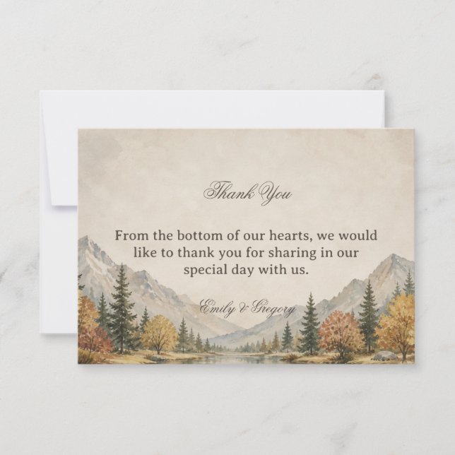 Rustic Mountain Thank You Card (Front)