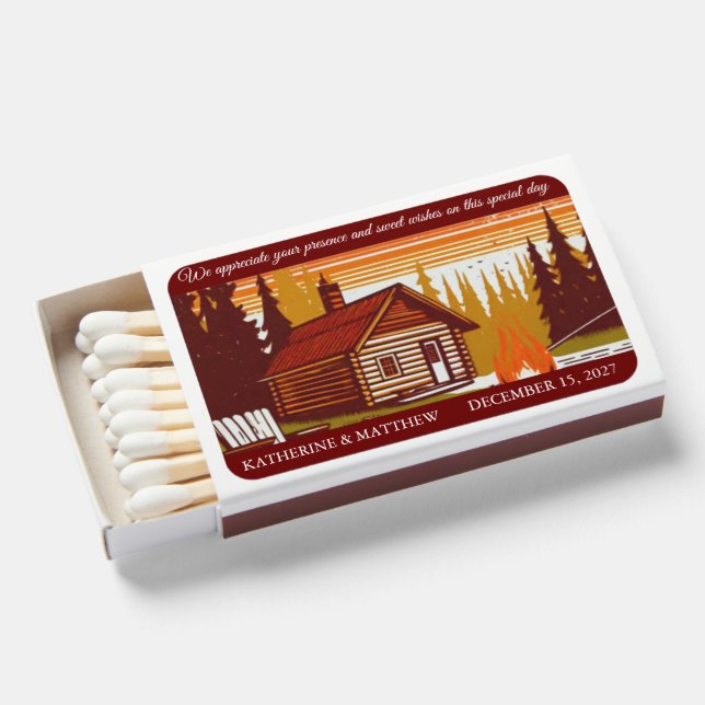 Rustic Mountain | thank you Wedding Favor  Matchboxes (Front Open)