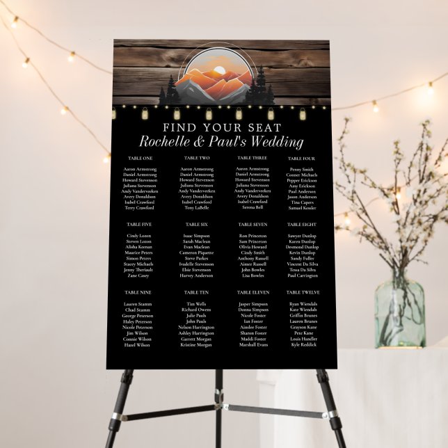 Rustic Mountain Valley Forest Sunset Wedding Foam Board (In Situ (Stand))