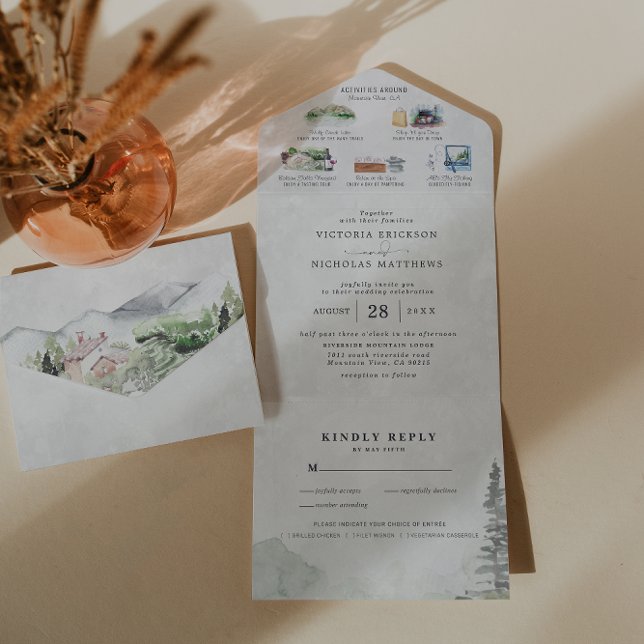 Rustic Mountain Vineyard All in One Wedding Invite (Creator Uploaded)