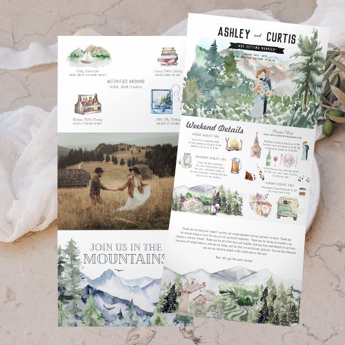 Rustic Mountain Vineyard  Wedding Tri_Fold Invitation