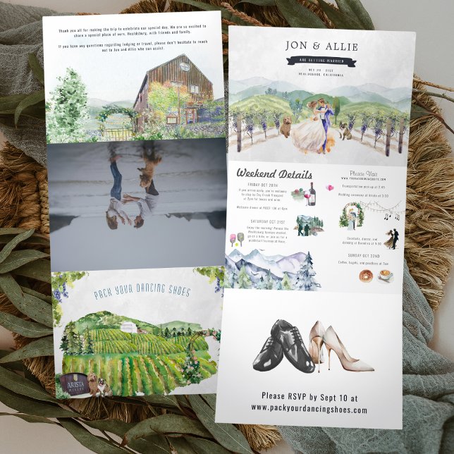 Rustic Mountain Vineyard | Wedding Tri-Fold Invitation (Creator Uploaded)