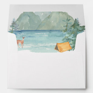 Rustic Mountain Watercolor Adventure Begin Wedding Envelope