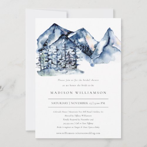 Rustic Mountain Watercolor Boho Bridal Shower  Invitation