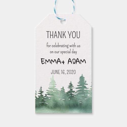 Rustic Mountain Watercolor Forest Tree thank you Gift Tags