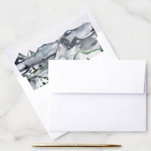 Rustic Mountain Watercolor Save the Date Envelope Liner