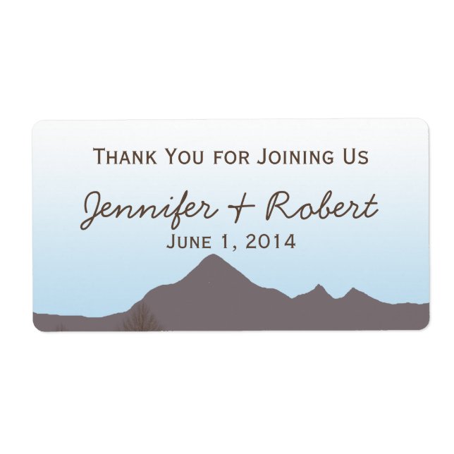 Rustic Mountain Watercolor Water Bottle Label (Front)