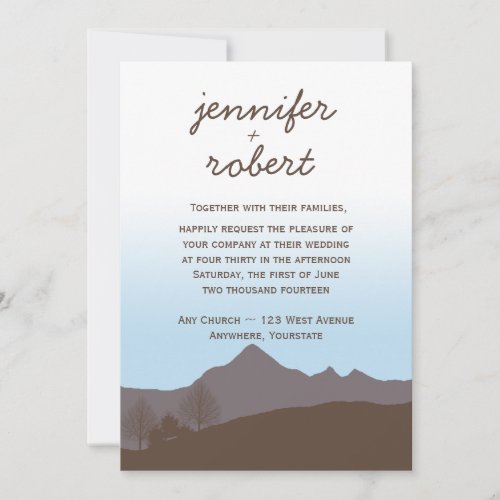 Rustic Mountain Watercolor Wedding Invitation