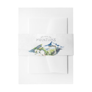 Rustic Mountain Watercolor Wedding Monogram Invitation Belly Band