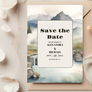 Rustic Mountain Waterfall Boho Wedding Save The Date