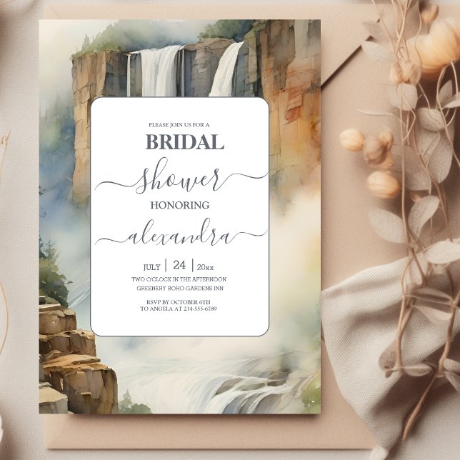 Rustic Mountain Waterfall Bridal Shower Invitation (Creator Uploaded)