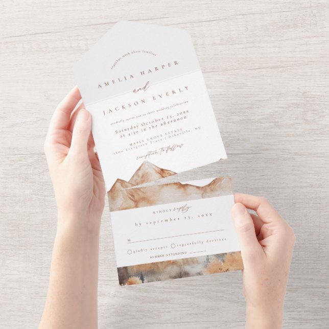 Rustic Mountain Wedding All In One Invitation (Tearaway)