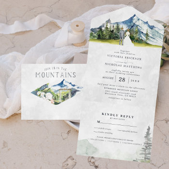 Rustic Mountain Wedding All In One Wedding Invite by IYHTVDesigns at Zazzle
