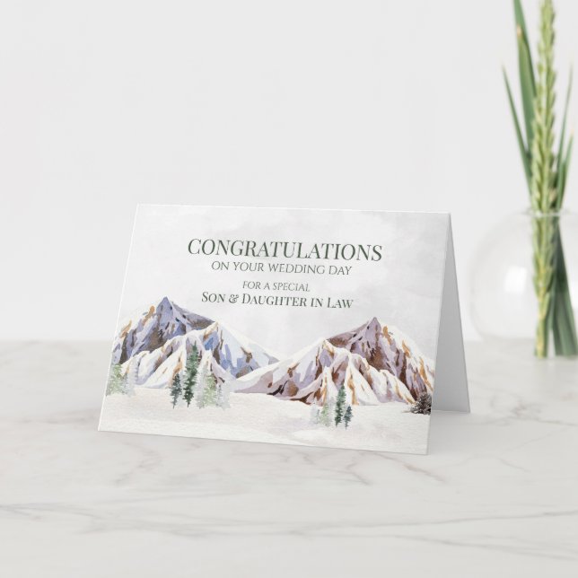 Rustic Mountain Wedding Day Son Daughter in Law Thank You Card (Front)