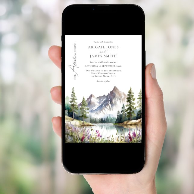 Rustic Mountain Wedding  Invitation (Front Digital)