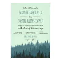 Rustic Mountain wedding invitation in blue green