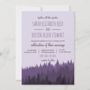 Rustic Mountain Wedding Invitation In Purple by LangDesignShop at Zazzle