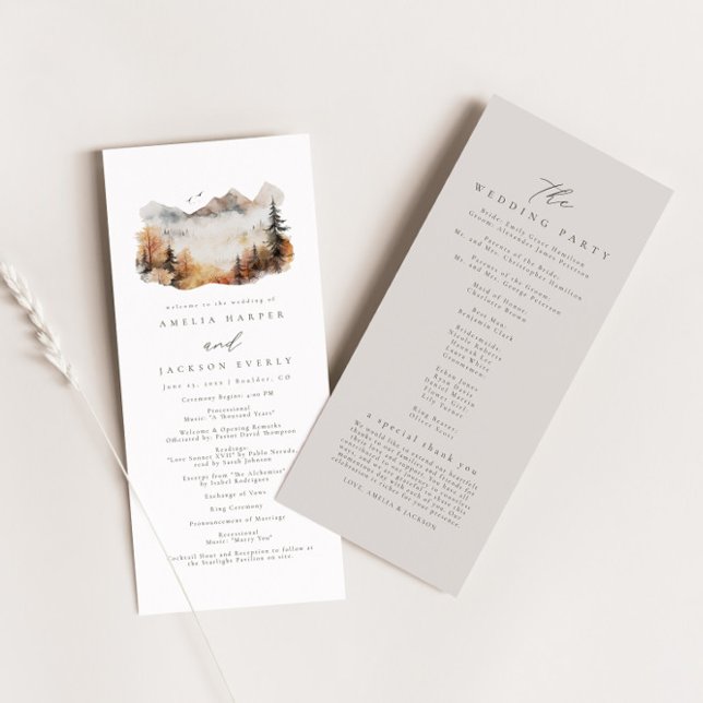 Rustic Mountain Wedding Order of Events Program (Creator Uploaded)