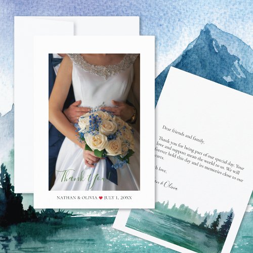 Rustic Mountain Wedding Photo Thank You Card