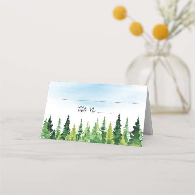 Rustic Mountain Wedding Place Card (Front)