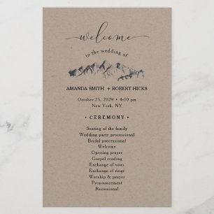 Rustic Mountain Wedding Program