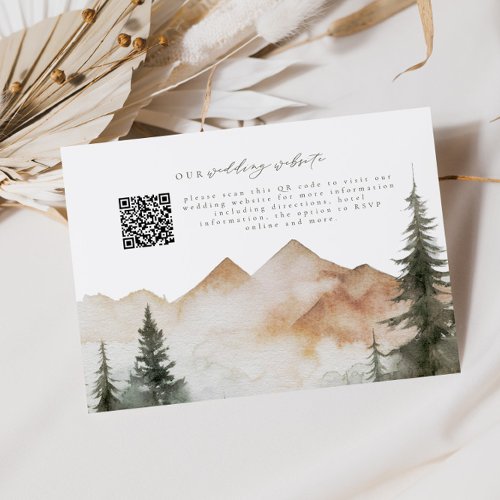Rustic Mountain Wedding QR Code RSVP Enclosure Card