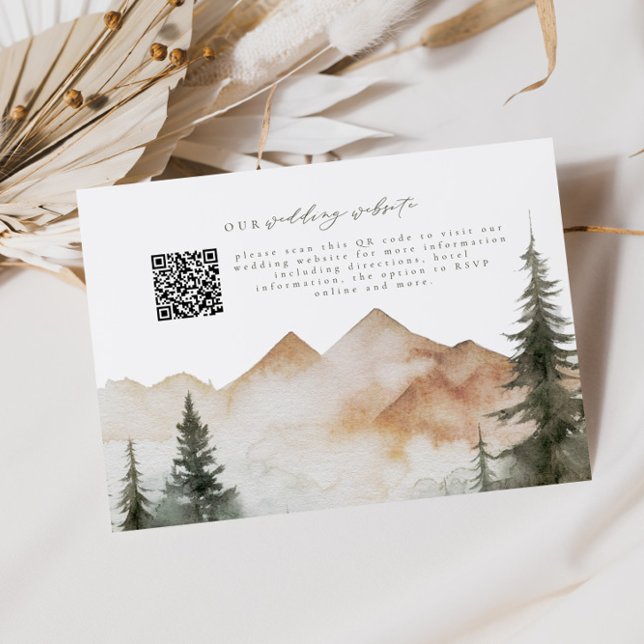 Rustic Mountain Wedding QR Code RSVP Enclosure Card (Creator Uploaded)