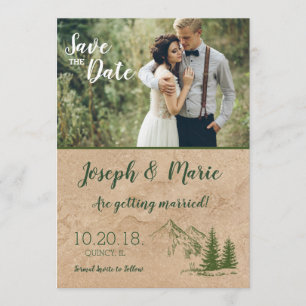 Rustic Mountain wedding Save the Date Invite