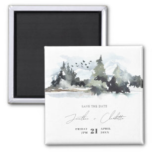 Rustic Mountain Wedding Save the Date Magnet
