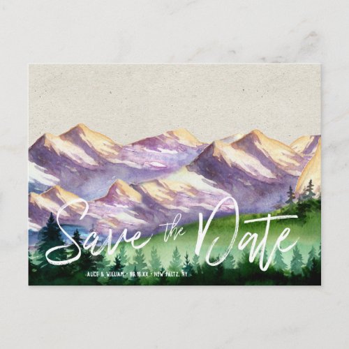 Rustic Mountain Wedding  Save the Date Postcard