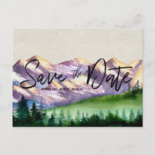 Rustic Mountain Wedding  Save the Date Postcard