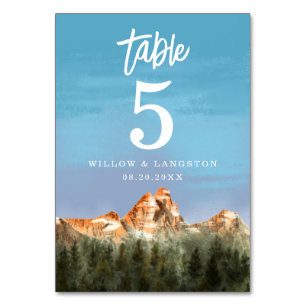Rustic Mountain Wedding Table Number