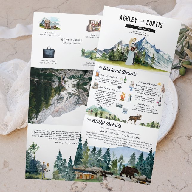 Rustic Mountain Wedding Tri-Fold Invitation (Creator Uploaded)