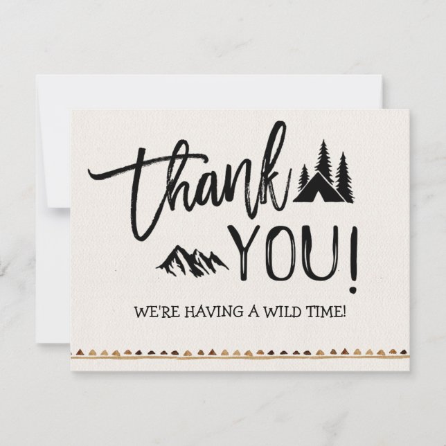Rustic Mountain Wild One Thank You Card (Front)