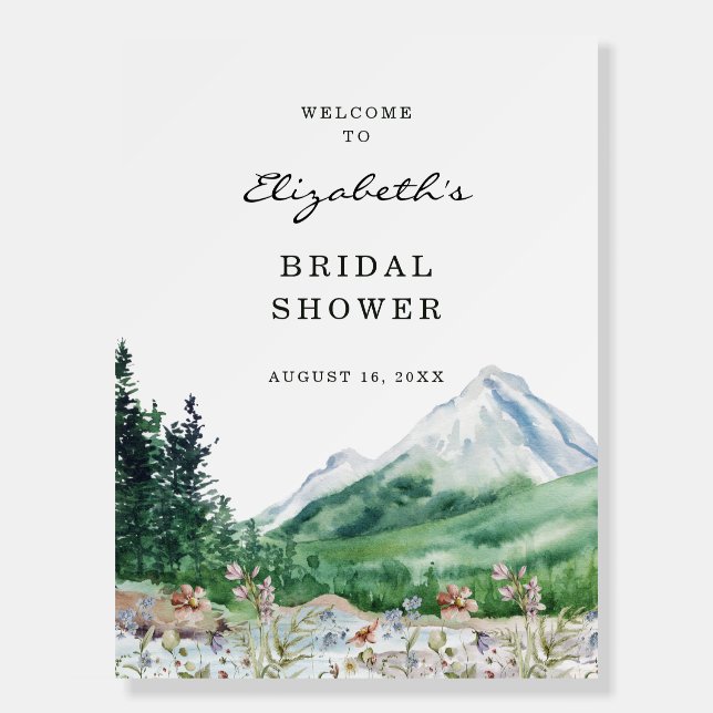 Rustic Mountain Wildflower | Boho Bridal Shower Foam Board (Front)