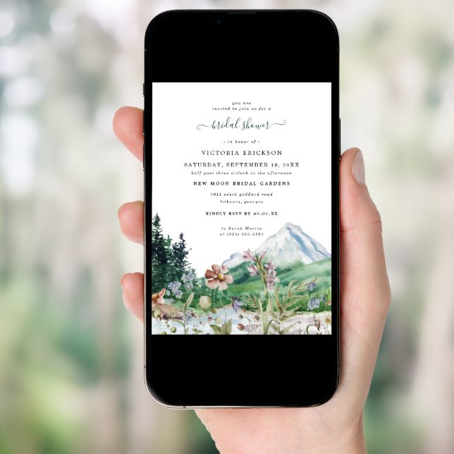 Rustic Mountain Wildflower | Boho Bridal Shower Invitation (Front Digital)