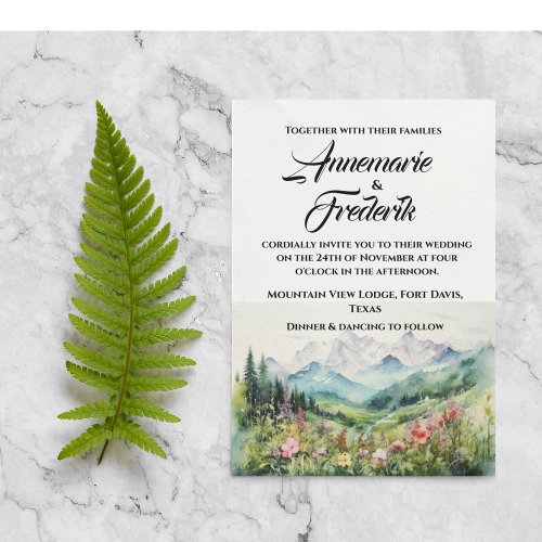 Rustic Mountain Wildflower  Boho  Invitation