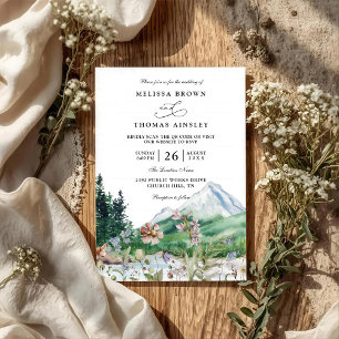 Rustic Mountain Wildflower Boho QR code Wedding Invitation