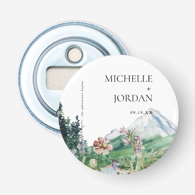 Rustic Mountain Wildflower | Boho Wedding  Bottle Opener (Front)