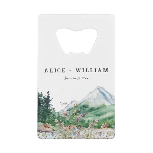 Rustic Mountain Wildflower  Boho Wedding  Credit Card Bottle Opener