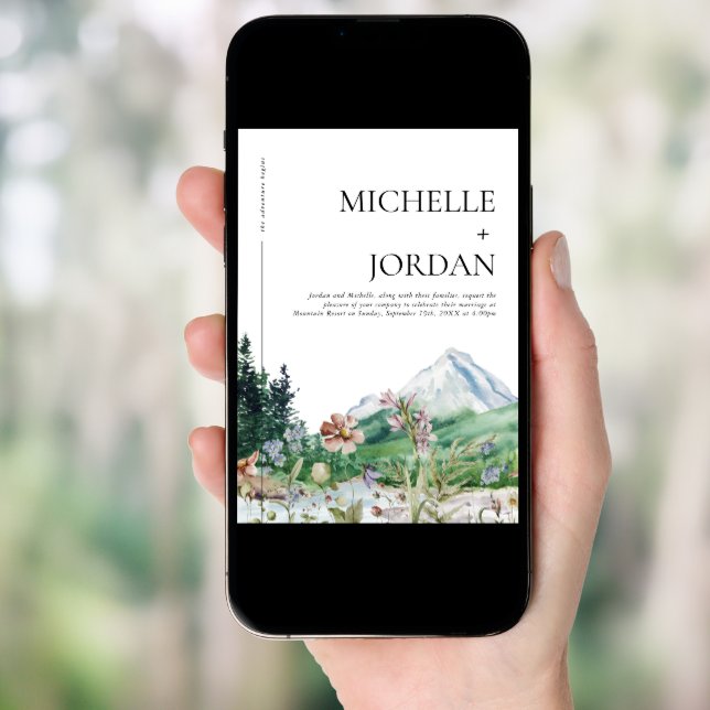 Rustic Mountain Wildflower | Boho Wedding Invitation (Front Digital)