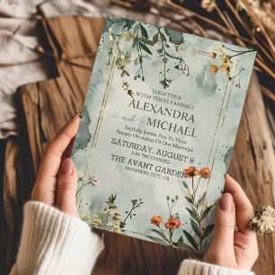 Rustic Mountain Wildflower Boho Wedding Invitation