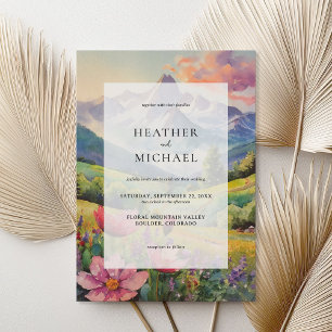 Rustic Mountain Wildflower Landscape Wedding Invitation