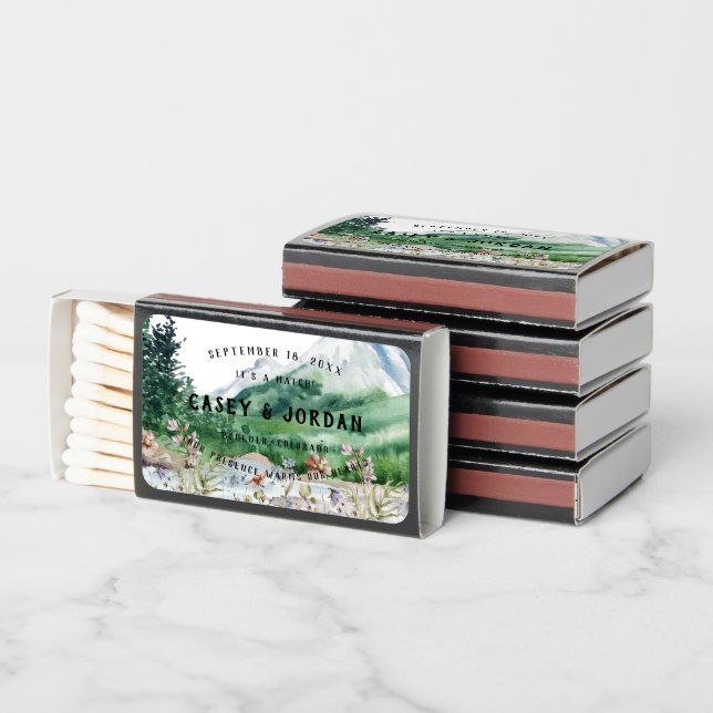 Rustic Mountain Wildflower | Wedding Favor Matchboxes (Stacked)